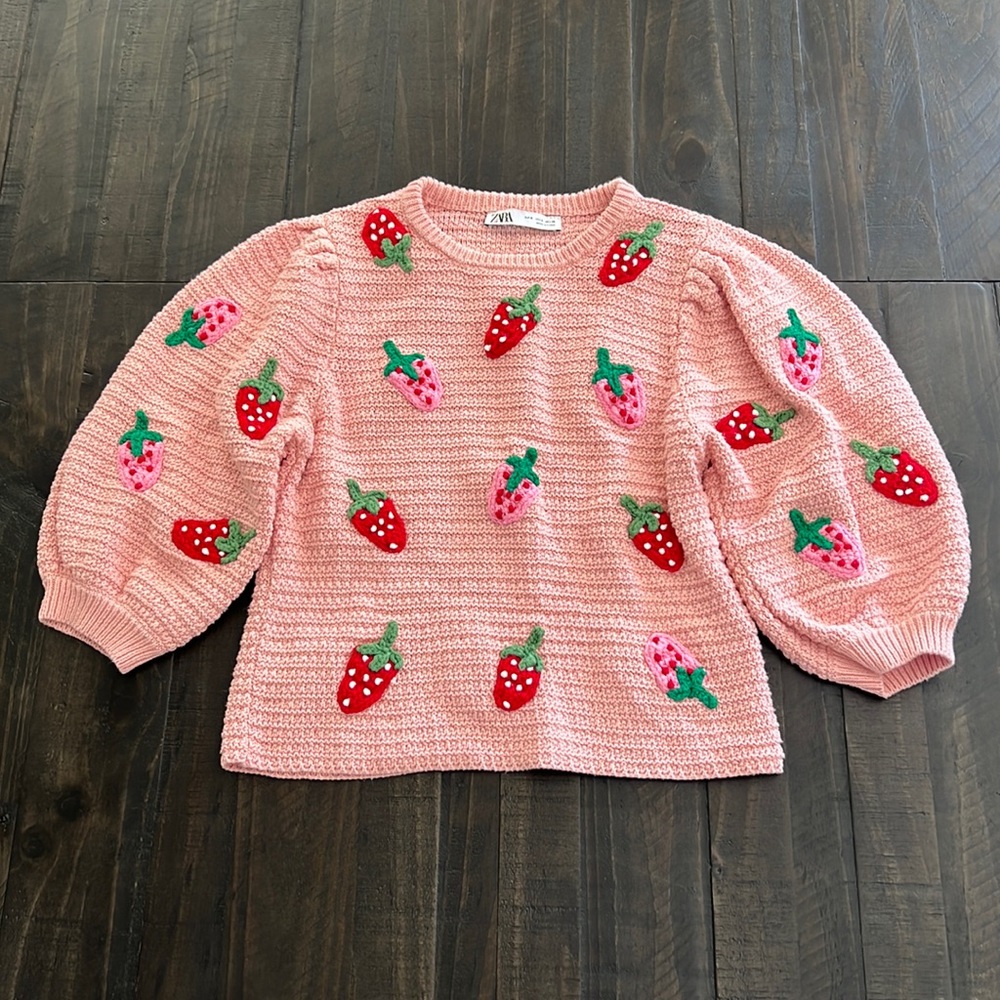 Zara Strawberry Knit Sweater